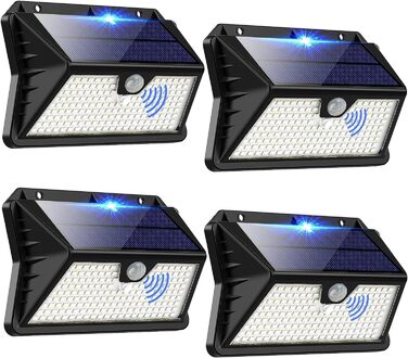 Outdoor Solar Lights with Motion Sensor, Pack of 185 LED, 3 Modes, Waterproof IP65 Solar Lights for Outdoor Use, LED Wall Lights for Wall Mount, Garden, Yard, Garage, Entry Doors (Cool White)