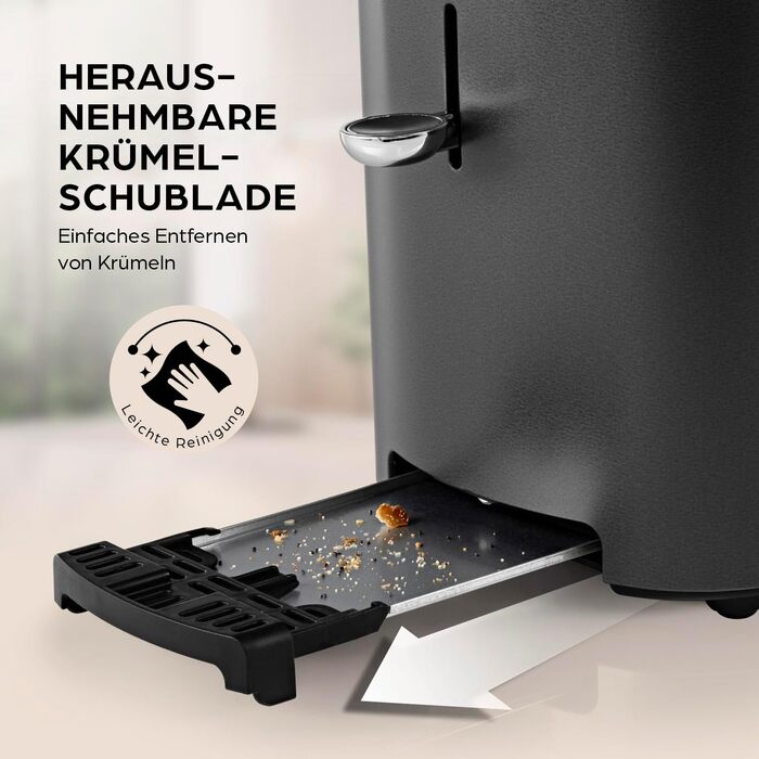 Тостер GOURMETmaxx Kurzschlitz для 2 тостів | Антрацитовий колір, 6 рівнів підсмажування, таймер, підставка для бургерів, функція підігріву | Електричний тостер з сенсорним дисплеєм