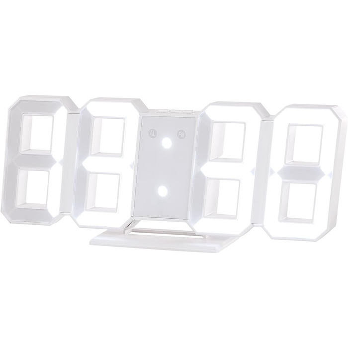 Lunartec Digital Clock Wall: Digital Jumbo LED Table & Wall Clock, 3D, Alarm Clock, Dimmable, 28 cm (Digital Clock for Placement, 3D Clock, Illuminated)