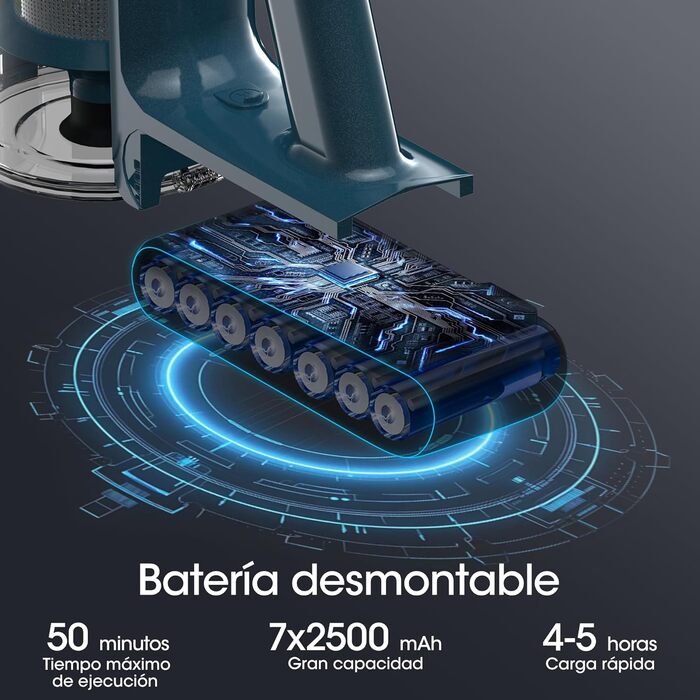 Бездротовий пилосос з HEPA-фільтром, 120 000 об/хв, до 50 хв роботи від акумулятора, LED-дисплей, антизаплутана щітка, 400W