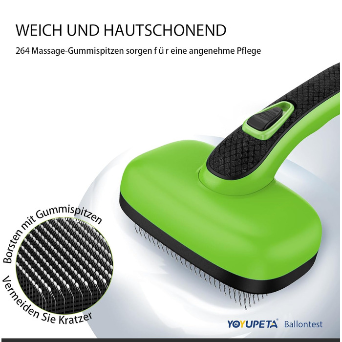 Щітка для собак і котів - самоочисна, легка в очищенні, зменшує випадання шерсті, видаляє волосся, для тварин з довгим та коротким хутром, зелена