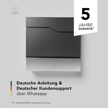 Поштовий ящик модерн Tokyo Anthrazit RAL7016 з газетницею та гравіюванням (без гравіювання) - нержавіюча сталь, стійкий до УФ-випромінювання