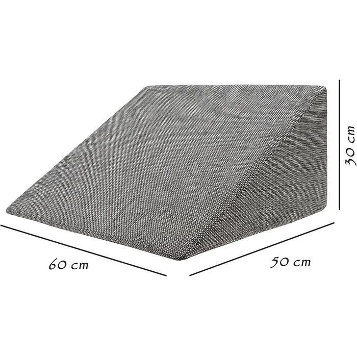 Подушка для сну та читання Formalind XL 60x50x30 см сірого кольору. Знімна та пральна наволочка. Подушка для рефлюксу.