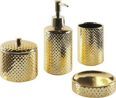 Елегасний аксесуар для ванної кімнати 4 шт. з натурального каменю Доломіт в золотому кольорі Cumana