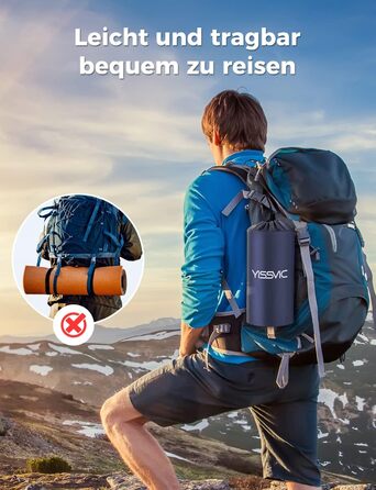 Каремат туристичний Yissvic Isomatte самонадувний з насосом, ультралегкий, для кемпінгу та піших прогулянок, блакитний