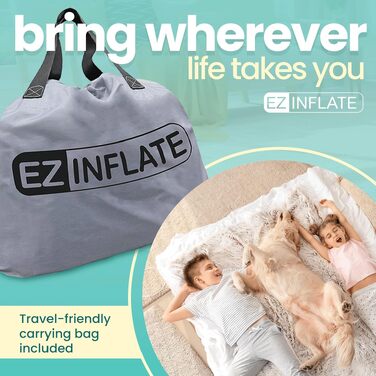 Повітряний матрац EZ INFLATE з вбудованим насосом, розкішне надувне ліжко Twin для дому, кемпінгу та подорожей, чорно-сірий