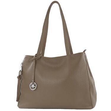 Сумка жіноча шкіряна Modamoda T205 шопер ручної роботи Італія темно-бежева