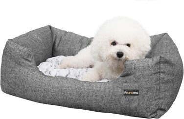 Feandrea Luxus Dog Bed, XL, Dog Cushion, made of Oxford fabric, with a non-slip bottom, 100 x 70 cm PGW28H (L 60 x W 50 x H 20 cm, Grey)