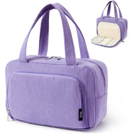 Косметичка велика для жінок Kalidi з багатьма відділеннями та відділенням для пензликів. Косметичний органайзер, сумочка для макіяжу, валізка, фіолетовий колір.