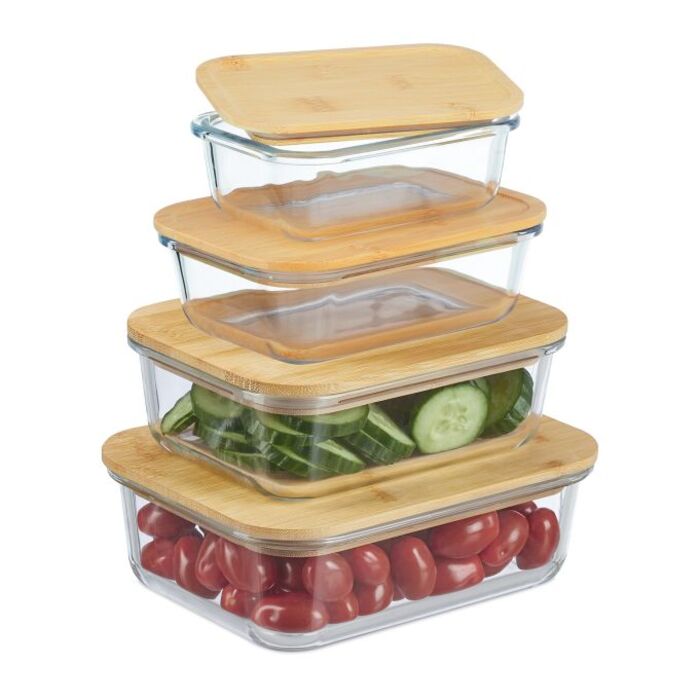 Relaxdays Glass Containers with Lids - Set of 4