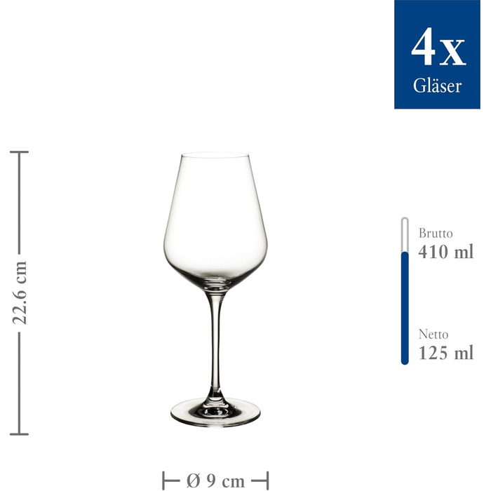 Набір келихів Villeroy & Boch La Divina Burgunder 4 шт., 200 мл, для вина Бургундія, скляний, миється в посудомийній машині