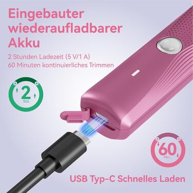 Електричний жіночий набір для гоління: багатофункціональний, для тіла, зони бікіні, USB-C, з чохлом (Рожевий)