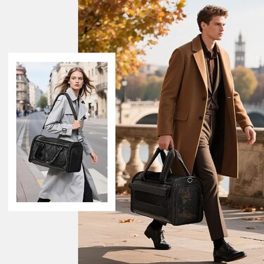 Транспортна переноска для собак та котів, чорна, M - складана переноска для подорожей літаком, авто та потягом