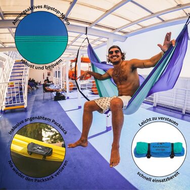 Гамак Amazonas Ultra-Light Adventure Coyote Kingsize - надлегкий, 275x140 см, до 150 кг, зелений (Ice-blue)