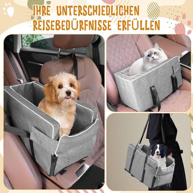 Автокрісло для маленьких собак: зручний лежак з підстаканником, сірий, 42x20x22 см