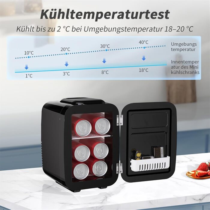 Міні-холодильник YASHE 4L для косметики та напоїв, 220V/12V, термоелектричний, чорний