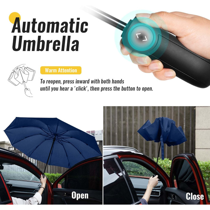 Чоловічий складаний парасолька від дощу Conlun Kompakter, стійкий до вітру, 127 см, чорно-синій