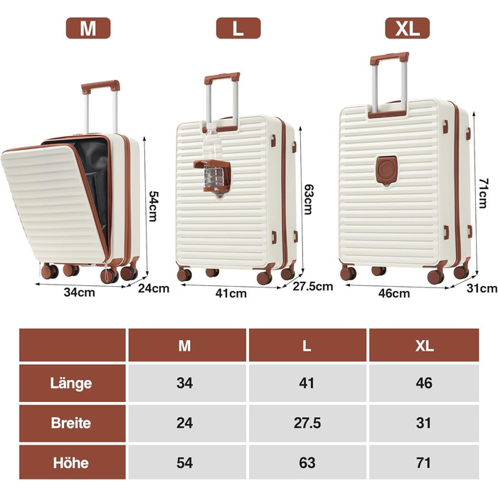 Набір валіз Merax TSA-Lock 3 шт. (M-L-XL) з телескопічним ручками та 4 колесами, чорний, PP-матеріал