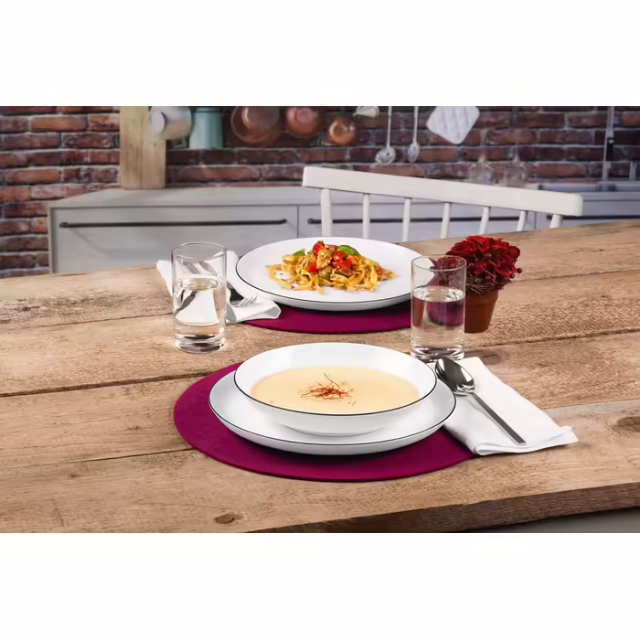 Seltmann Weiden [A] Lido Tableware Set, 12-Piece, Round, Black Line