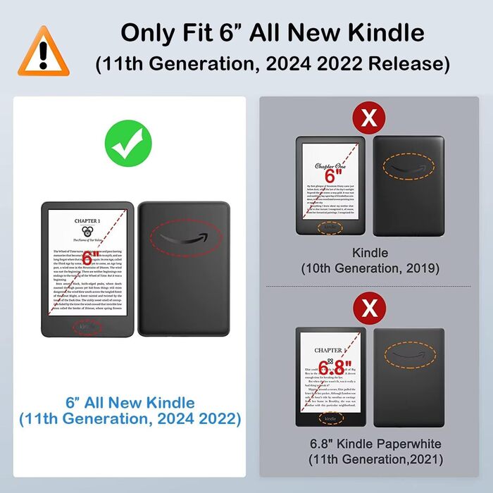 Чохол для Kindle 11 (2022-2024) Fancity: PU-шкіра, TPU, з петлею, авто-сон/пробудження, з квітами