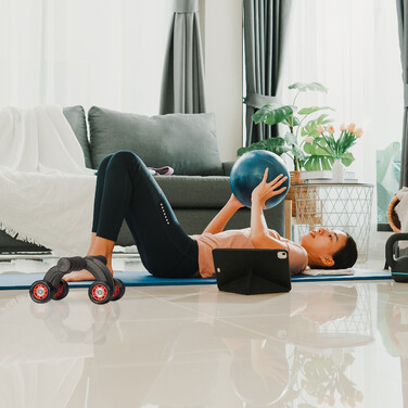Relaxdays Ab Roller 4 Wheels with Knee Pad