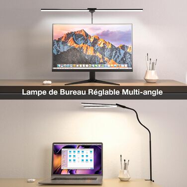 Потужна LED-лампа настільна Hensam для роботи та навчання, з регулюванням яскравості, 5 режимів, захист очей, сенсорне управління, чорна