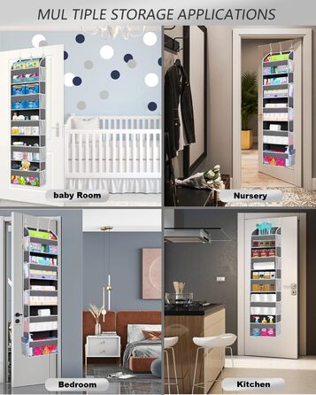 Органайзер на двері 5-ти секційний складний темно-сірий (2 шт) для ванної, дитячої, кемпінгу - підвісний стелаж для зберігання