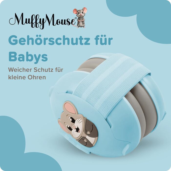 Навушники шумоізоляційні дитячі 3-48 місяців - захист слуху для немовлят 25dB - надзвичайно м'які дитячі навушники з еластичним та регульованим обручем (Блакитний)