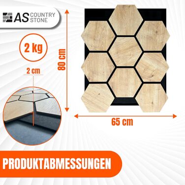 Акустичні настінні панелі AS Country Stone® з натурального дерева, 80x65 см, шумопоглинаючі декоративні панелі для офісу та дому (4 шт., колір Karina)