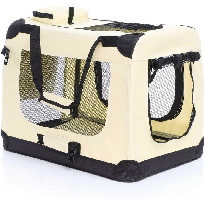 Складана переносна коробка для собак та котів Fudajo (50x35x35 см, 600x420x440 мм), бежева