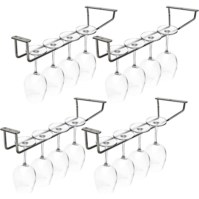 Підставка для келихів вина FWEEK (4 шт.) - рейлінг, кріплення для бару та кухні