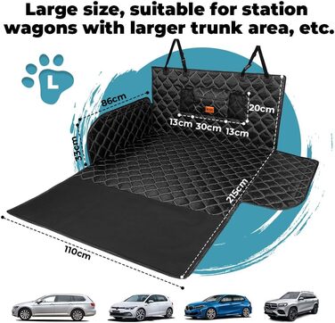 Захисна ковдра для собак у багажник авто KYG, 215x110 см, чорна, водовідштовхувальна, антиковзаюча