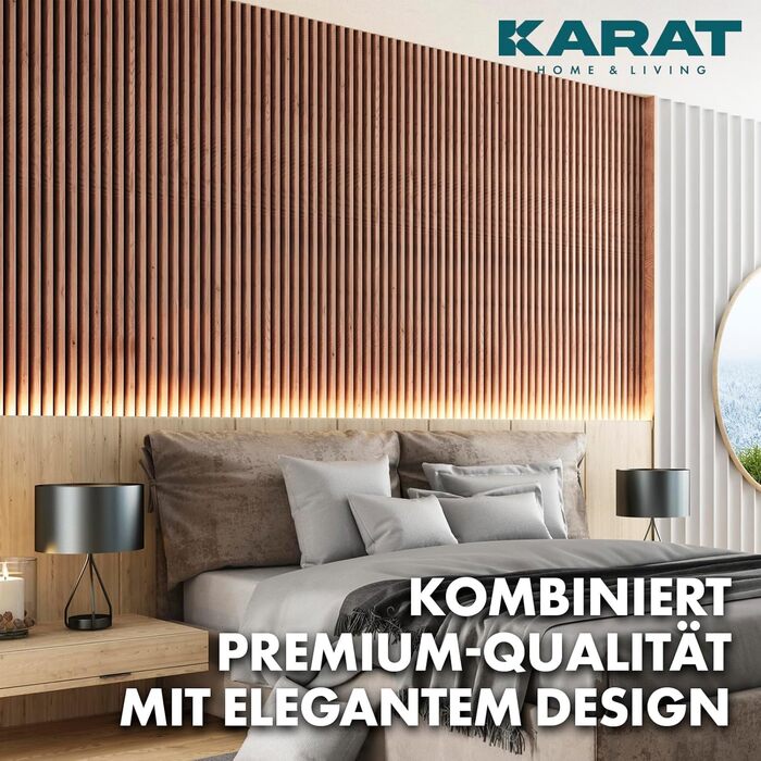 Акустичні настінні панелі KARAT з натурального шпону червоного дуба (Red Oak), ламелі з дерева та фетру для шумоізоляції та звукопоглинання, 118 x 60 см