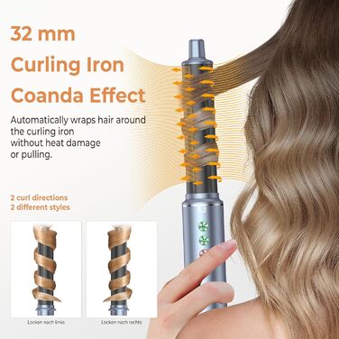 OKWRAP Haarstyler 5 в 1: Airbrush, фен, локони, випрямляч. Набір для створення зачісок (сірий)