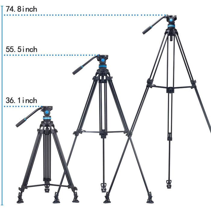 Штатив відео SIRUI SH15: компактний штатив для відеозйомки з 360° поворотним вузлом, висота 155 см, вантажопідйомність 10 кг, для DSLR, Camcorder, відеокамер