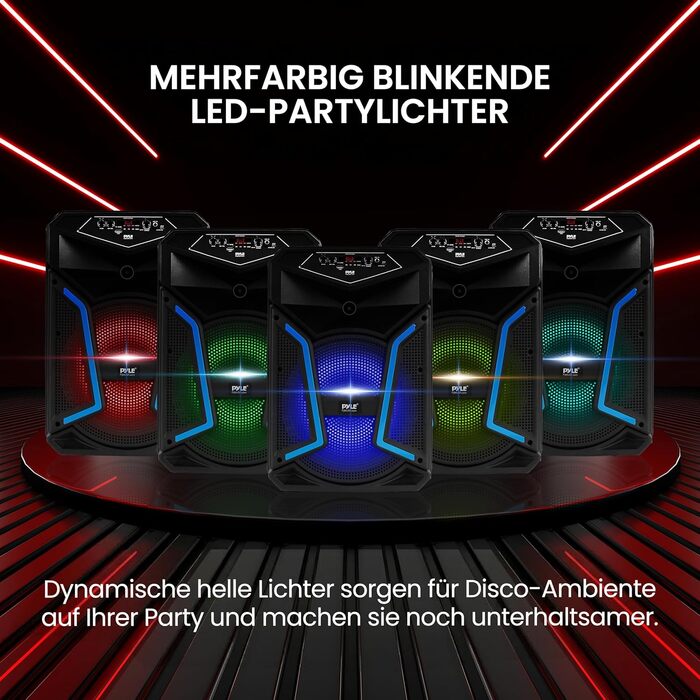 Портативна Bluetooth колонка Pyle 1680 Вт з мікрофоном, колесами та LED-підсвіткою для караоке та вечірок
