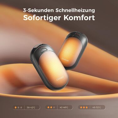 Електричні грілки для рук Ocoopa 2 шт. з магнітом, 5000mAh, 3 режими нагріву, компактні, чорні