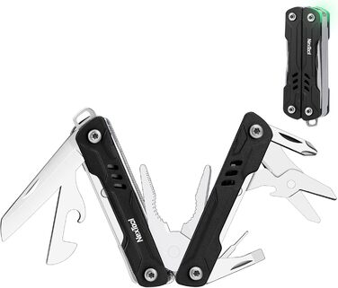 9-in-1 Mini-Multitool with Needle-Nose Pliers, Scissors, SIM Extractor, and Screwdriver - For Travel, EDC, TSA Approved, Blade-Free (Mini Sailor Lite) (Sailor S11-black)