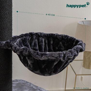 Лежанка HAPPYPET XXL Ø45 см для котів, міцна гамак-ліжко для великих порід, Мейн-кун, антрацит, витримує до 20 кг