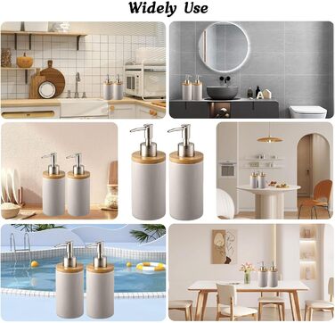 Дозатор для мила з кераміки, 500 мл, з металевим насосом, 2 шт. (сірий)