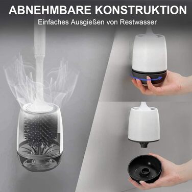 Щітка для унітазу силіконова з тримачем, настінний монтаж, швидковисихаюча, для ванної кімнати – білий (сірий та білий) (чорний та білий)