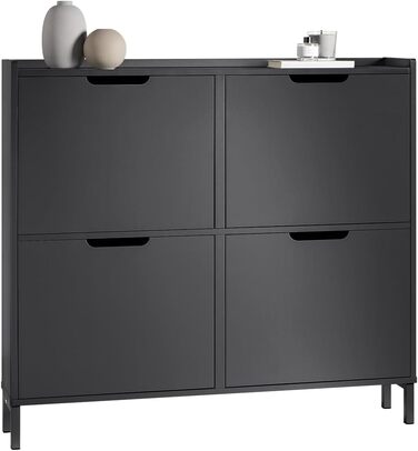 Тумба для взуття SoBuy FSR100-SCH, 4 секції, вузька, 8 полиць, чорна, 100x90x19 см