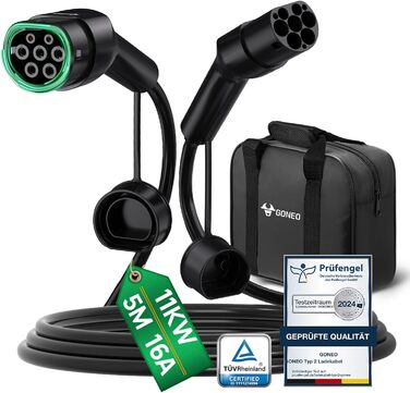 Кабель зарядки для електромобіля GONEO Typ 2, 11 кВт, 5 м, 16 А, 3 фази
