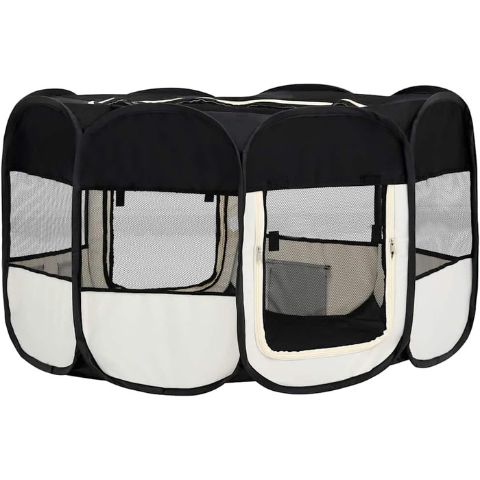 Вольєр для цуценят складний 145x145x61 см, чорний | vidaXL