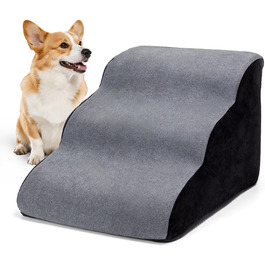 Сходинка для собак Nobleza – 3 сходинки, сіра, 35x56x40 см, для маленьких собак, з миючим покриттям та протиковзким дном