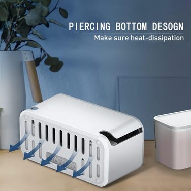 Клема з кабельною коробкою білого кольору, мережевий фільтр із 5 розетками та 3 USB-портами, органайзер для столу, коробка для кабелів з адаптером розеток, 29.5 * 14 * 14 см, кабель 2 м білий