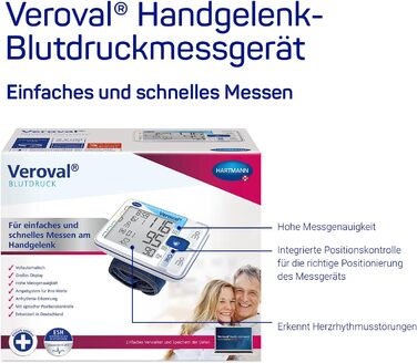 Тонометр Veroval на зап'ясті: точний вимір, контроль позиції, визначення аритмії, з програмним забезпеченням