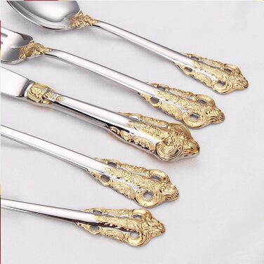 Набір столових приборів Prächtiges Barock 20 предметів з нержавіючої сталі 18/10 (золото-срібло) в подарунковій коробці - виделки, ложки, ножі