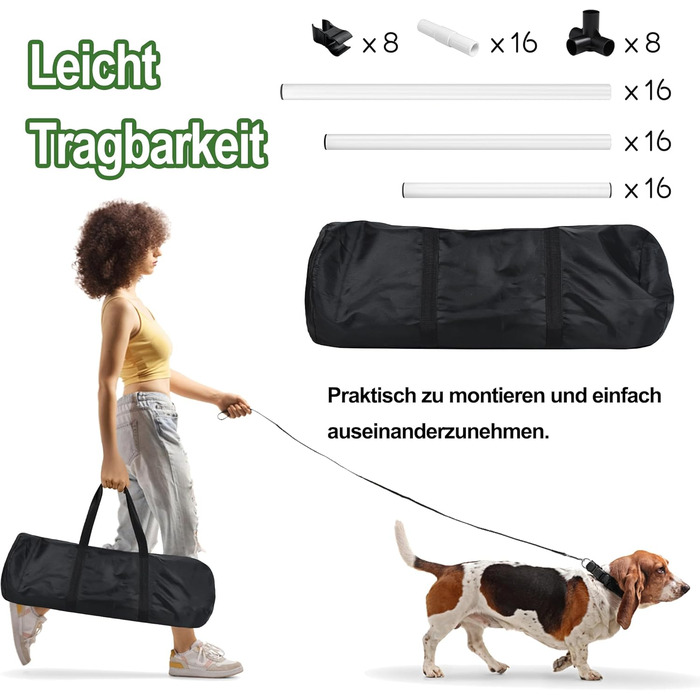 Набір для аджиліті для собак Grün 4X: набір шлагбаумів, регульована висота, 104x70x101 см