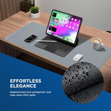 Підкладка для столу DesireTech, 40x80 см, штучна шкіра, двостороння, вологостійка, захист для столу та миші (сірий/срібний)